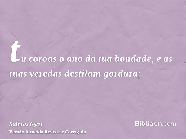 tu coroas o ano da tua bondade, e as tuas veredas destilam gordura;