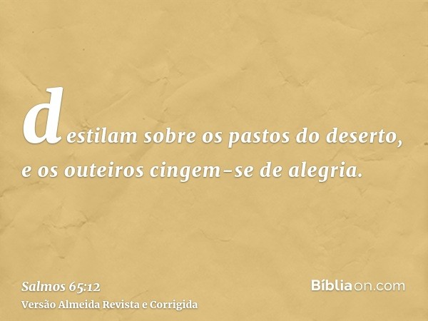 destilam sobre os pastos do deserto, e os outeiros cingem-se de alegria.