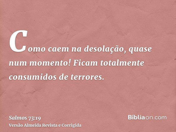 Como caem na desolação, quase num momento! Ficam totalmente consumidos de terrores.