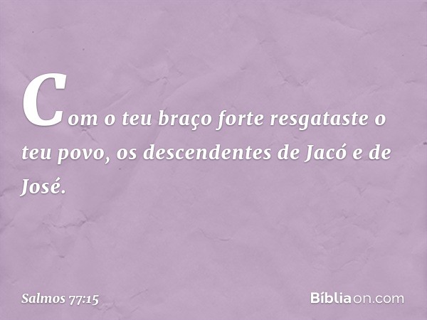 Com o teu braço forte resgataste o teu povo,
os descendentes de Jacó e de José. -- Salmo 77:15