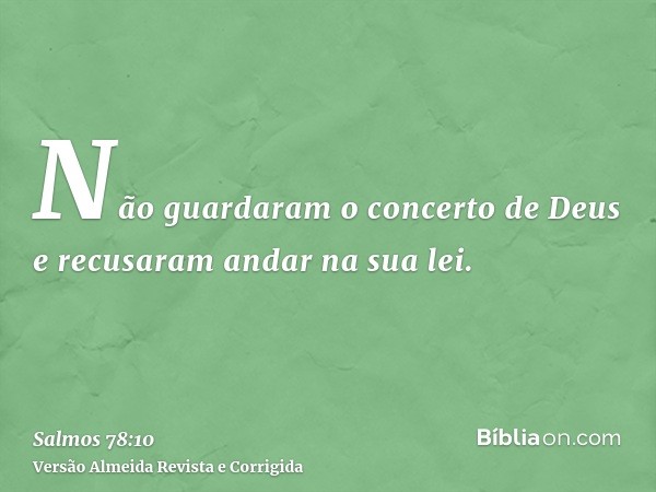 Não guardaram o concerto de Deus e recusaram andar na sua lei.