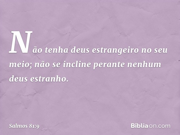 Não tenha deus estrangeiro no seu meio;
não se incline perante nenhum deus estranho. -- Salmo 81:9