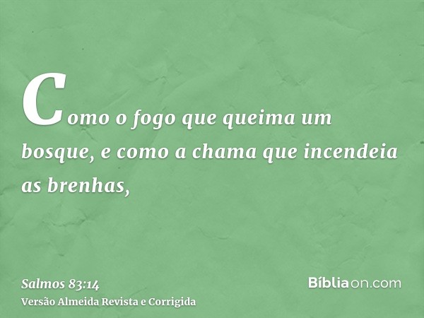 Como o fogo que queima um bosque, e como a chama que incendeia as brenhas,