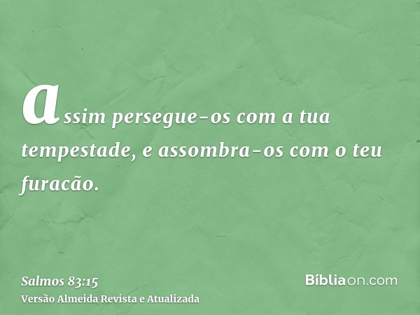 assim persegue-os com a tua tempestade, e assombra-os com o teu furacão.