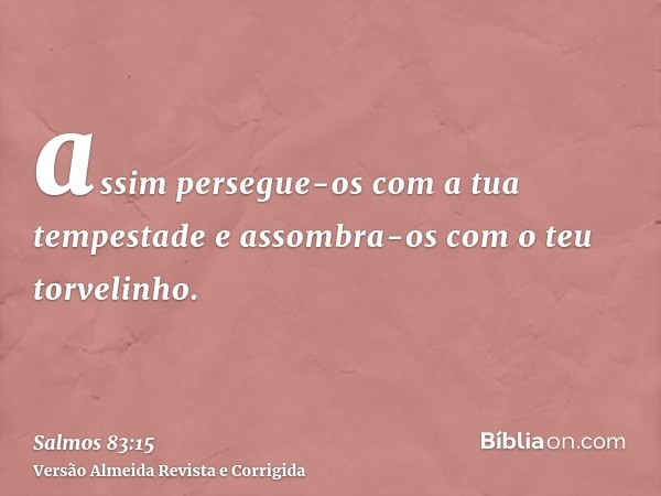 assim persegue-os com a tua tempestade e assombra-os com o teu torvelinho.