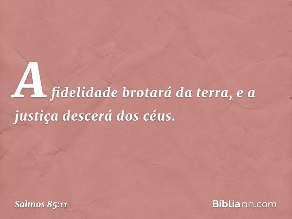 A fidelidade brotará da terra,
e a justiça descerá dos céus. -- Salmo 85:11