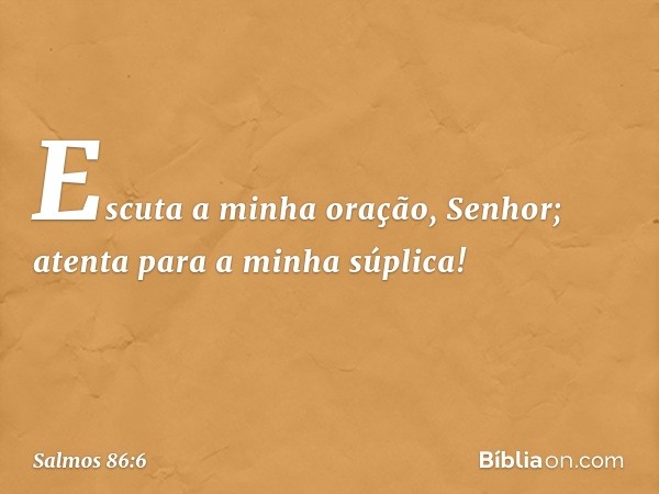 Escuta a minha oração, Senhor;
atenta para a minha súplica! -- Salmo 86:6