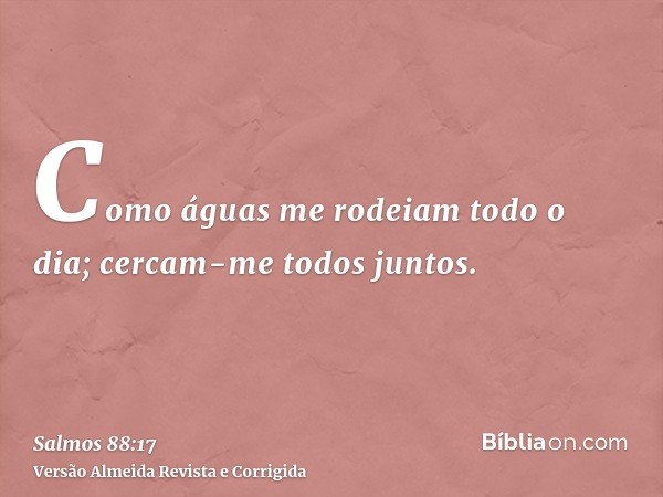 Como águas me rodeiam todo o dia; cercam-me todos juntos.