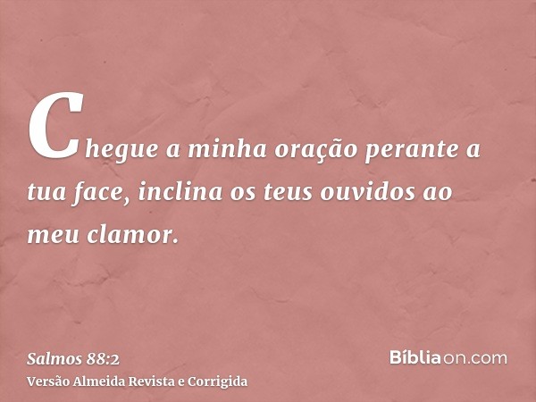 Chegue a minha oração perante a tua face, inclina os teus ouvidos ao meu clamor.