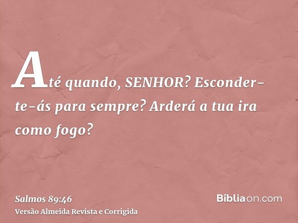 Até quando, SENHOR? Esconder-te-ás para sempre? Arderá a tua ira como fogo?
