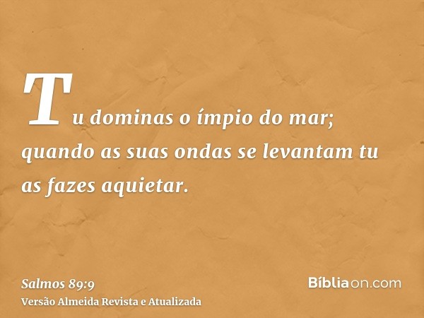 Tu dominas o ímpio do mar; quando as suas ondas se levantam tu as fazes aquietar.