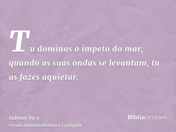 Tu dominas o ímpeto do mar; quando as suas ondas se levantam, tu as fazes aquietar.