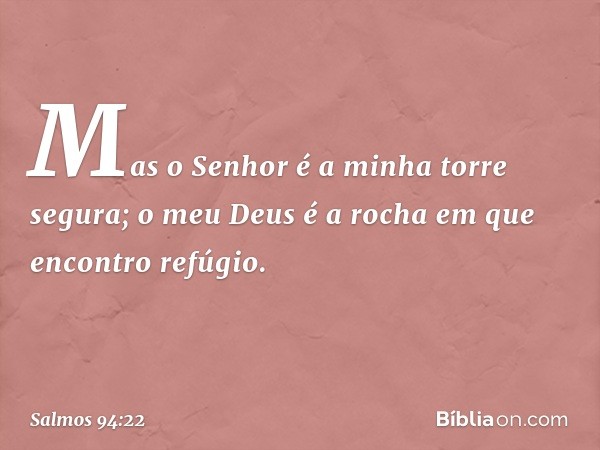 Mas o Senhor é a minha torre segura;
o meu Deus é a rocha em que encontro refúgio. -- Salmo 94:22