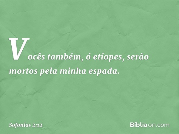 "Vocês também, ó etíopes,
serão mortos pela minha espada." -- Sofonias 2:12