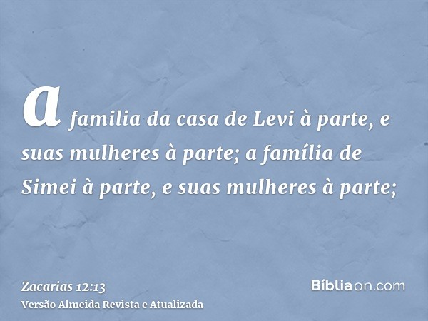 a familia da casa de Levi à parte, e suas mulheres à parte; a família de Simei à parte, e suas mulheres à parte;