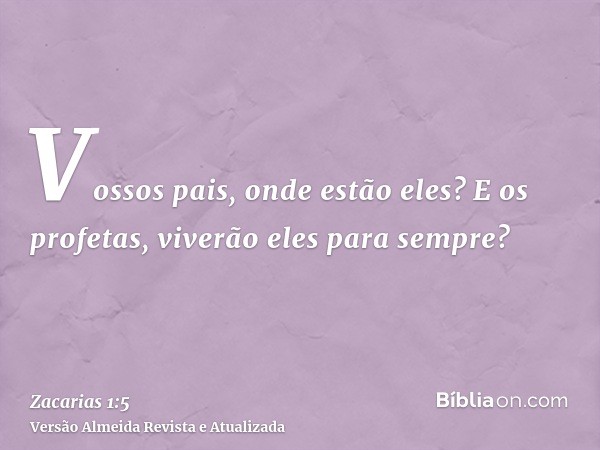 Vossos pais, onde estão eles? E os profetas, viverão eles para sempre?