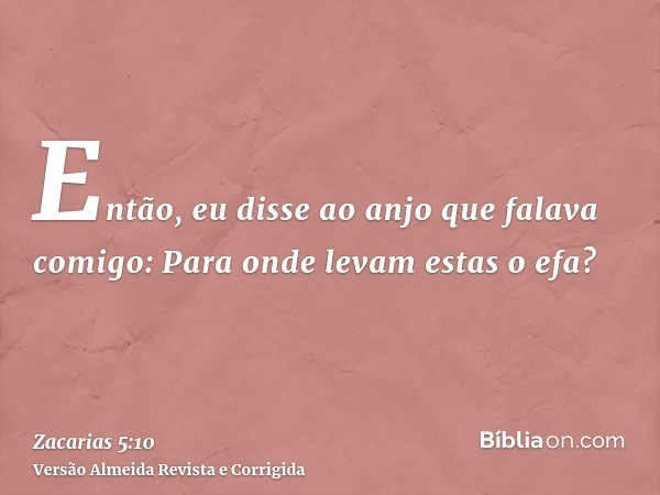 Então, eu disse ao anjo que falava comigo: Para onde levam estas o efa?