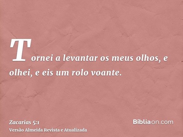 Tornei a levantar os meus olhos, e olhei, e eis um rolo voante.